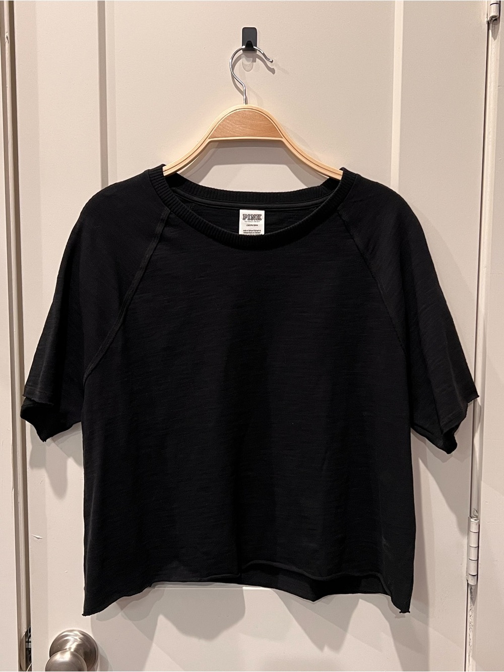 PINK Victoria's Secret Black Short-Sleeve Crew Tee
